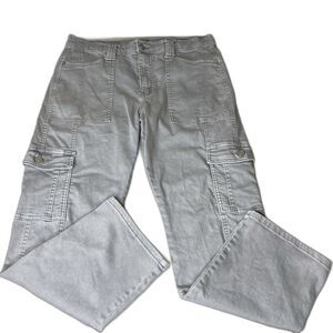 Kancan Jeans Womens 8 Gray Straight Leg Cargo Ankle Pants High Rise Stretch 27”